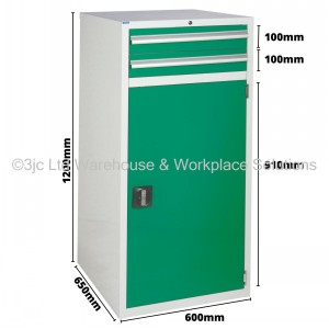 Euroslide Storage Cabinet 2 Drawer & Cupboard 1200mm